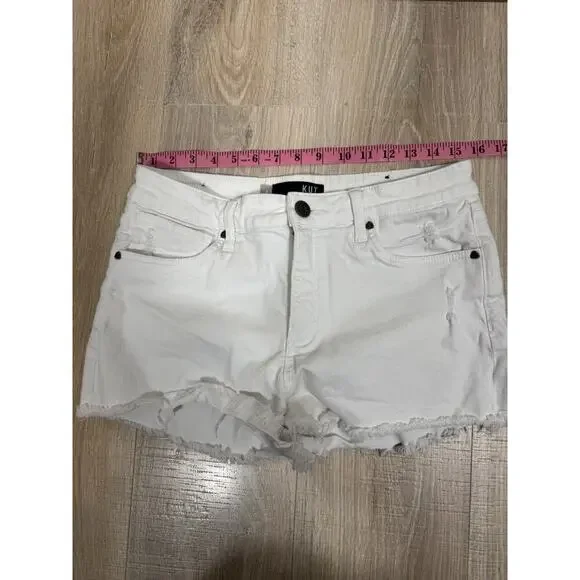 Kut From the Kloth Shorts Womens 6 Gidget Fray Cut Offs Denim White 3” Inseam - Picture 9 of 11
